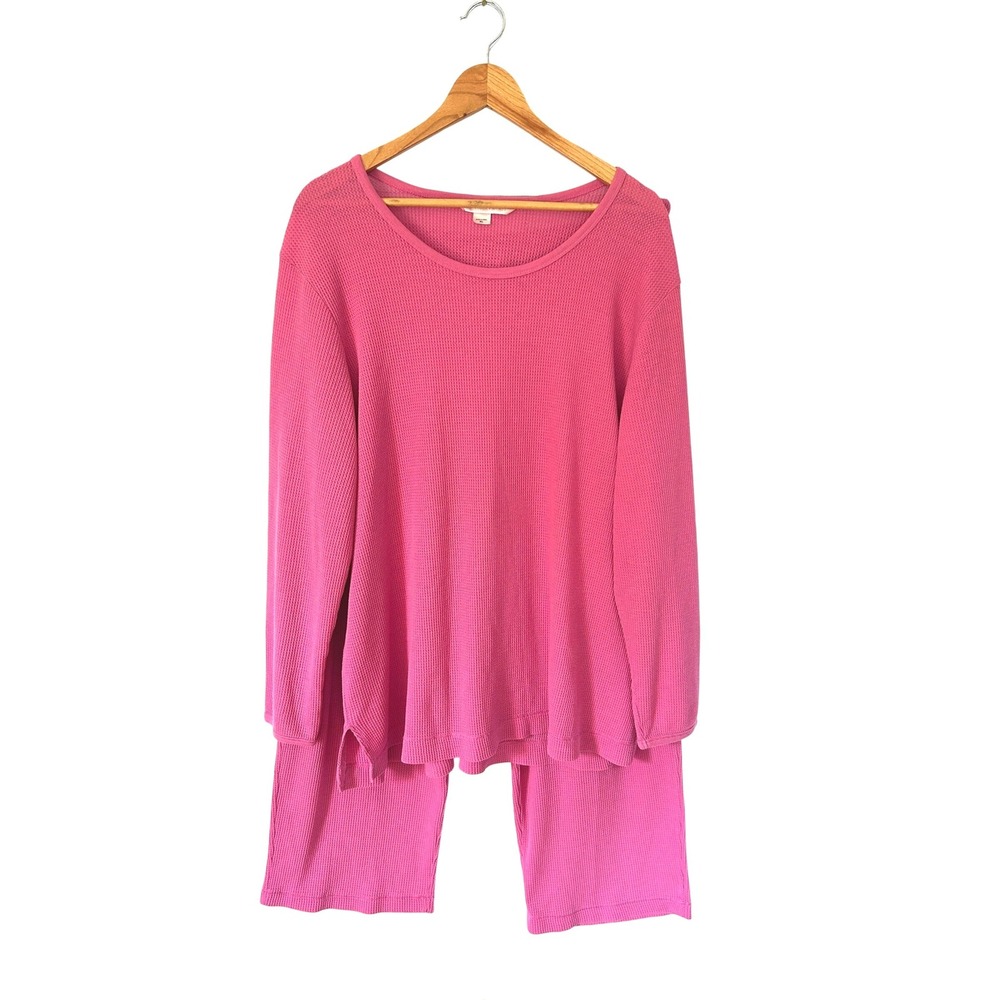 Vintage Victoria's Secret Y2K 2004 Pink Waffle Knit Pajama Lounge Set XL Korea